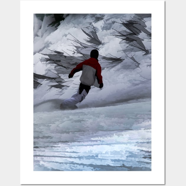 Snowboarder "Carving the Mountain" Winter Sports Wall Art by Highseller